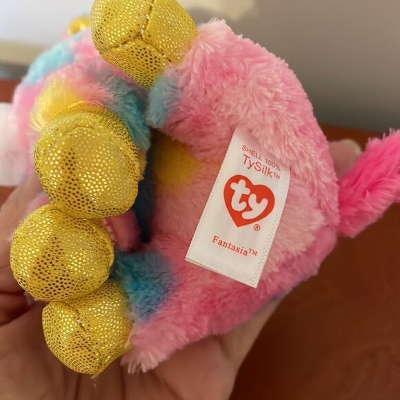 NWT Ty Beanie Boos “Fantasia” plush pastel multi colored unicorn stuffed animal - Picture 4 of 6